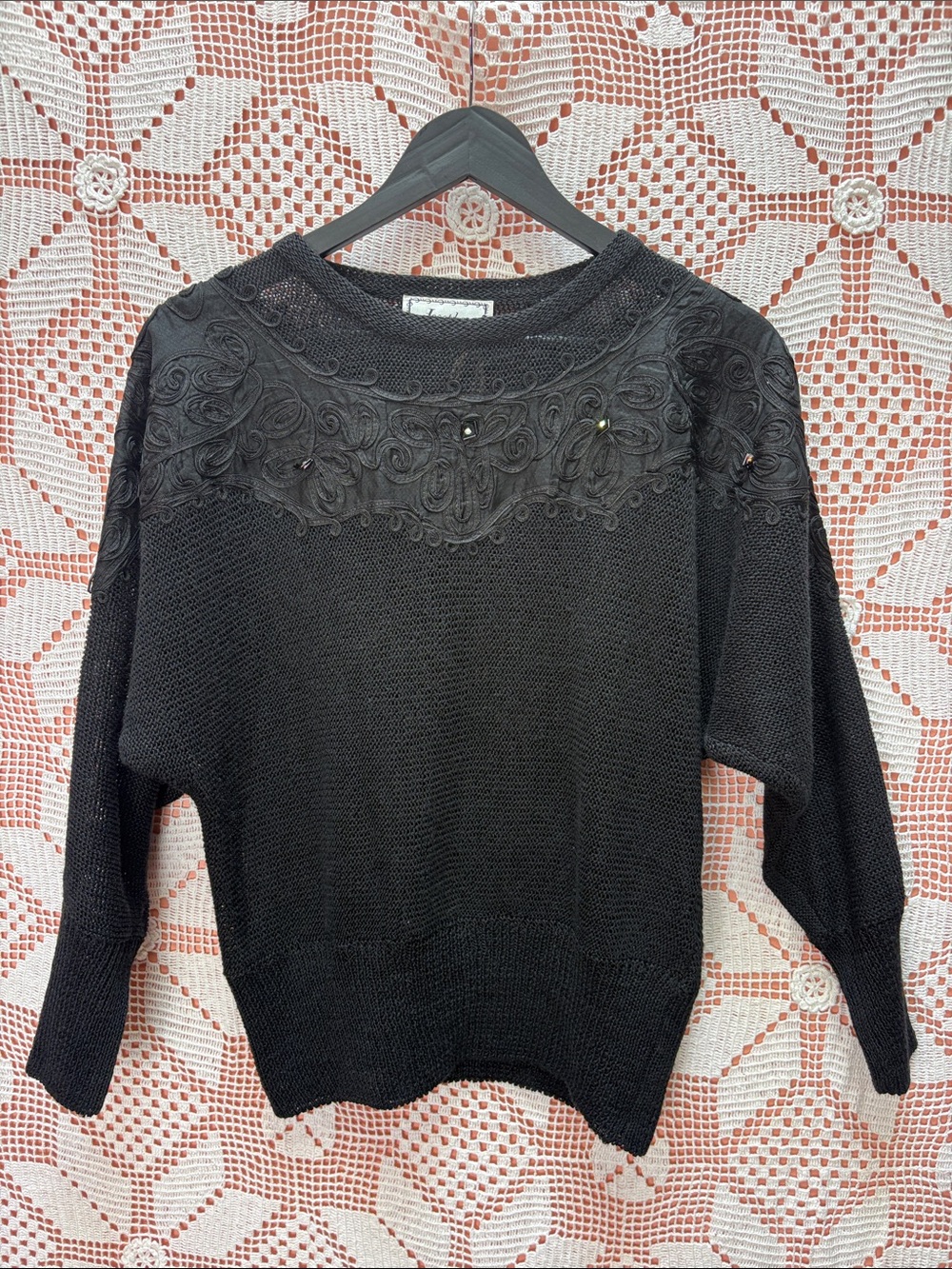 Vintage Joseph’s Black Soutache Embroidered Knit Sweater
